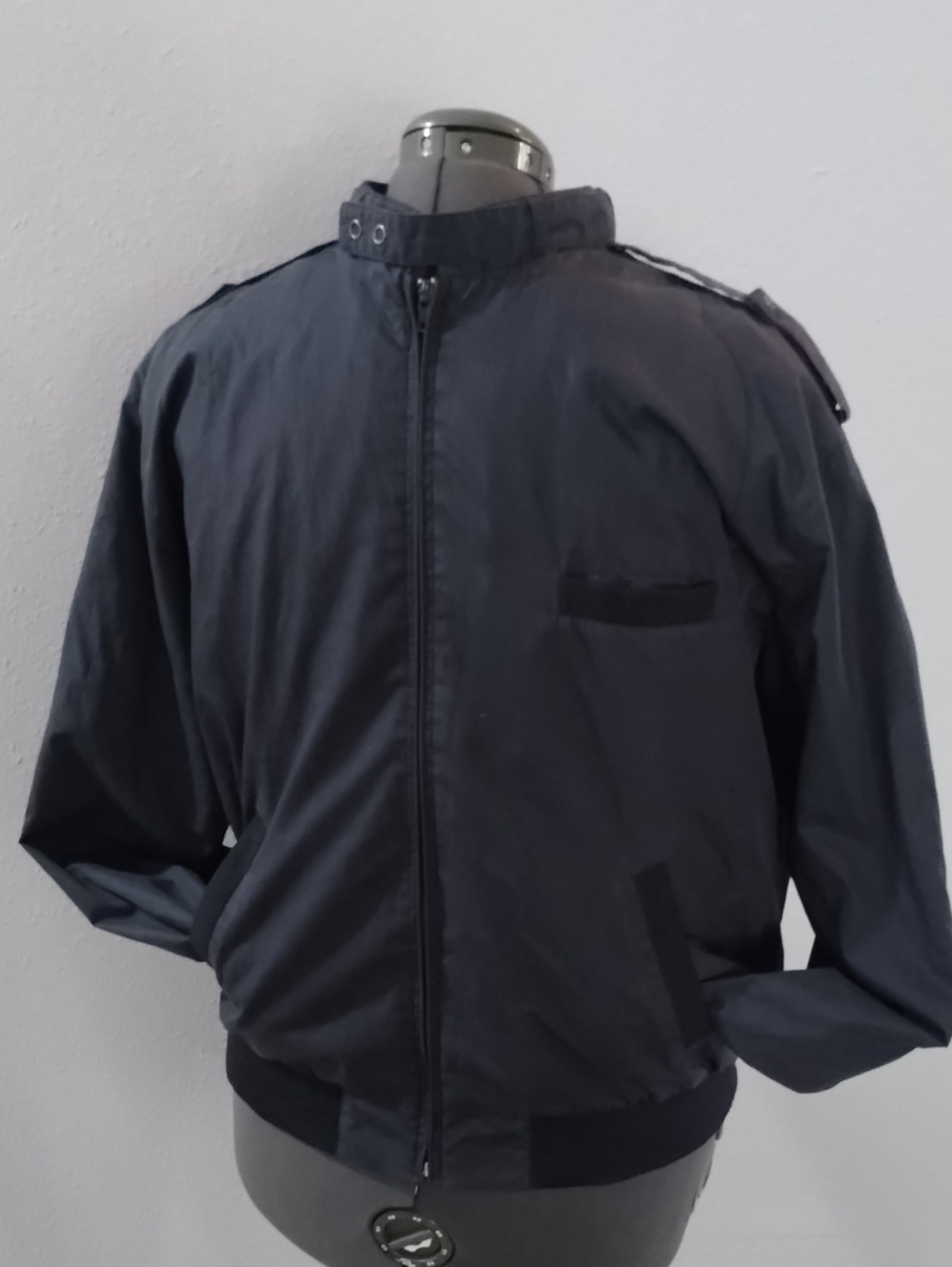 Vintage Aberdeen Collection Navy Bomber Jacket with Stand Collar
